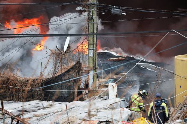 Fire at Guryong village, in Seoul