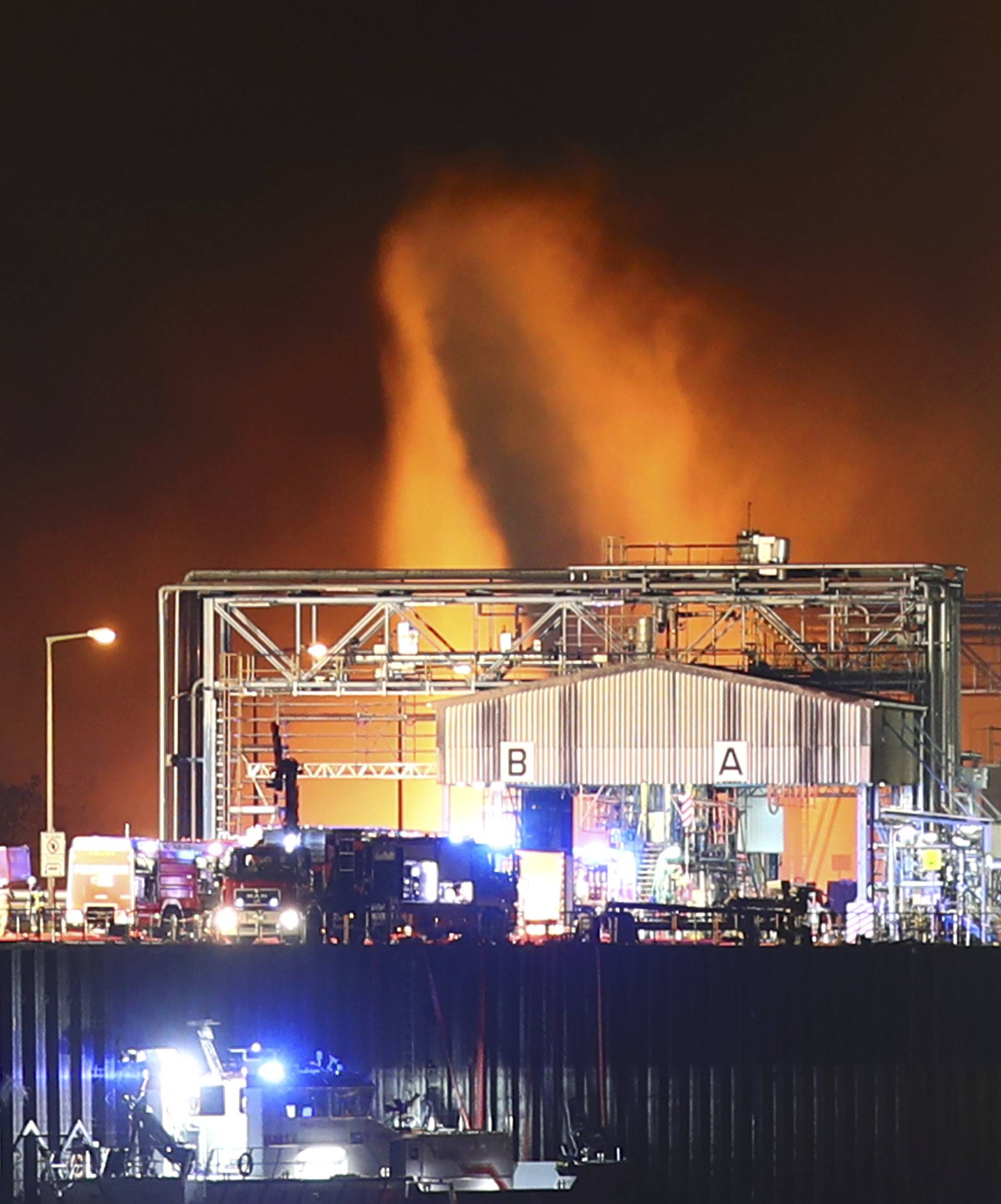 Firefighters try to extinguish fire at the factory of chemicals giant BASF in Ludwigshafen