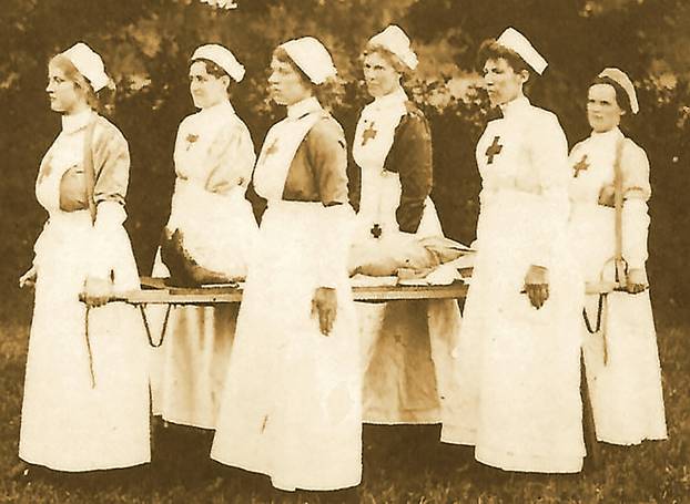 First World War (1914-1918)  aka The Great War or World War One - Trench Warfare - Nursess acting as stretcher bearers