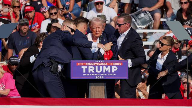 Republican presidential candidate Donald Trump holds a campaign rally in Butler