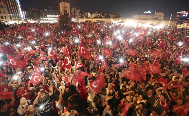 Turks gather on Taksim Square in Istanbul