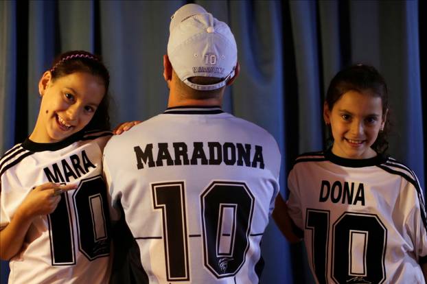 Walter Gaston Rotundo,a devoted Diego Maradona fan who named his twin daughters Mara and Dona after the soccer star, in Buenos Aires