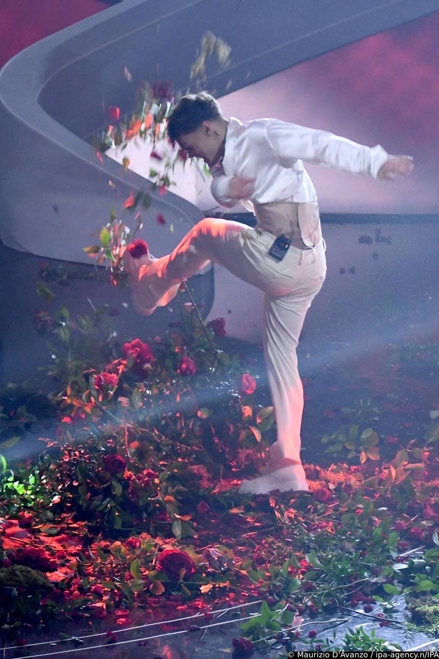 Sanremo, 73rd Italian Song Festival, First Episode. Blanco rages on stage