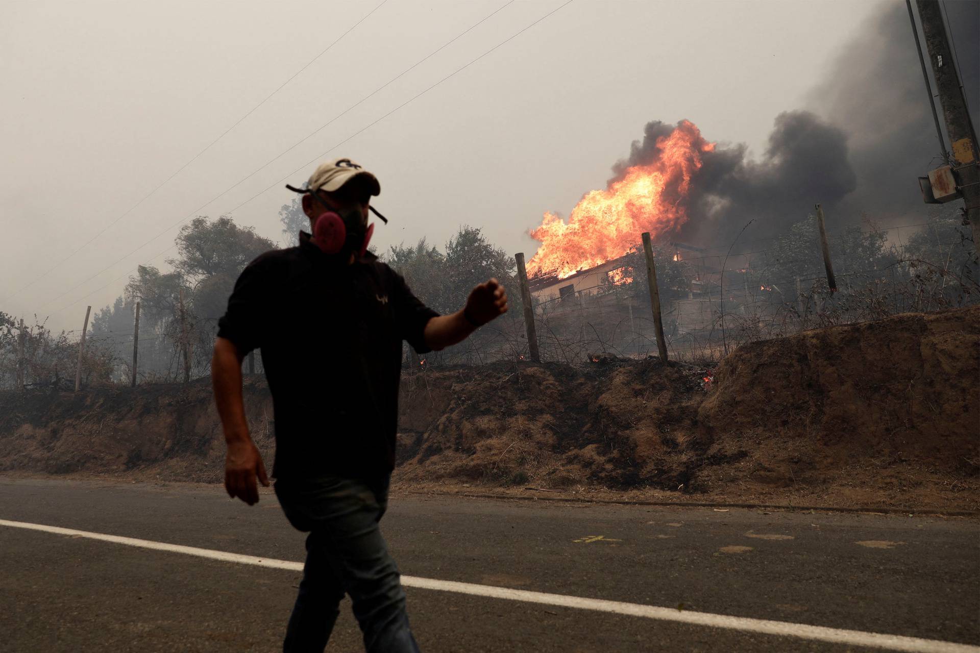 Wildfire burns areas around Santa Juana, Concepcion