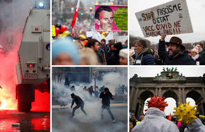 Tisuće prosvjednika na ulicama Bruxellesa protiv covid mjera: Bacaju baljke, policija suzavce