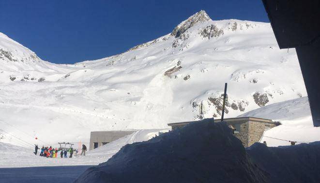 General view of the site of an avalanche across ski piste in Andermatt