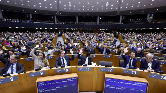 FILE PHOTO: EU parliament vote on lifting immunity of two MEPs in Brussels
