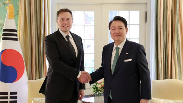 South Korea's President Yoon Suk Yeol meets with Elon Musk, CEO of SpaceX, Tesla and Twitter, in Washington