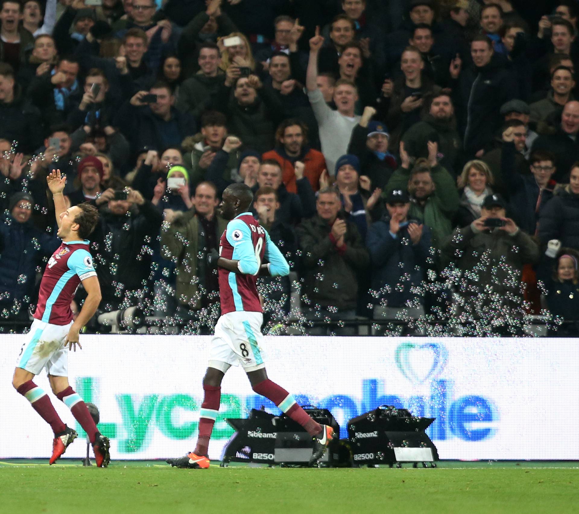 West Ham United's Mark Noble celebrates scoring their first goal
