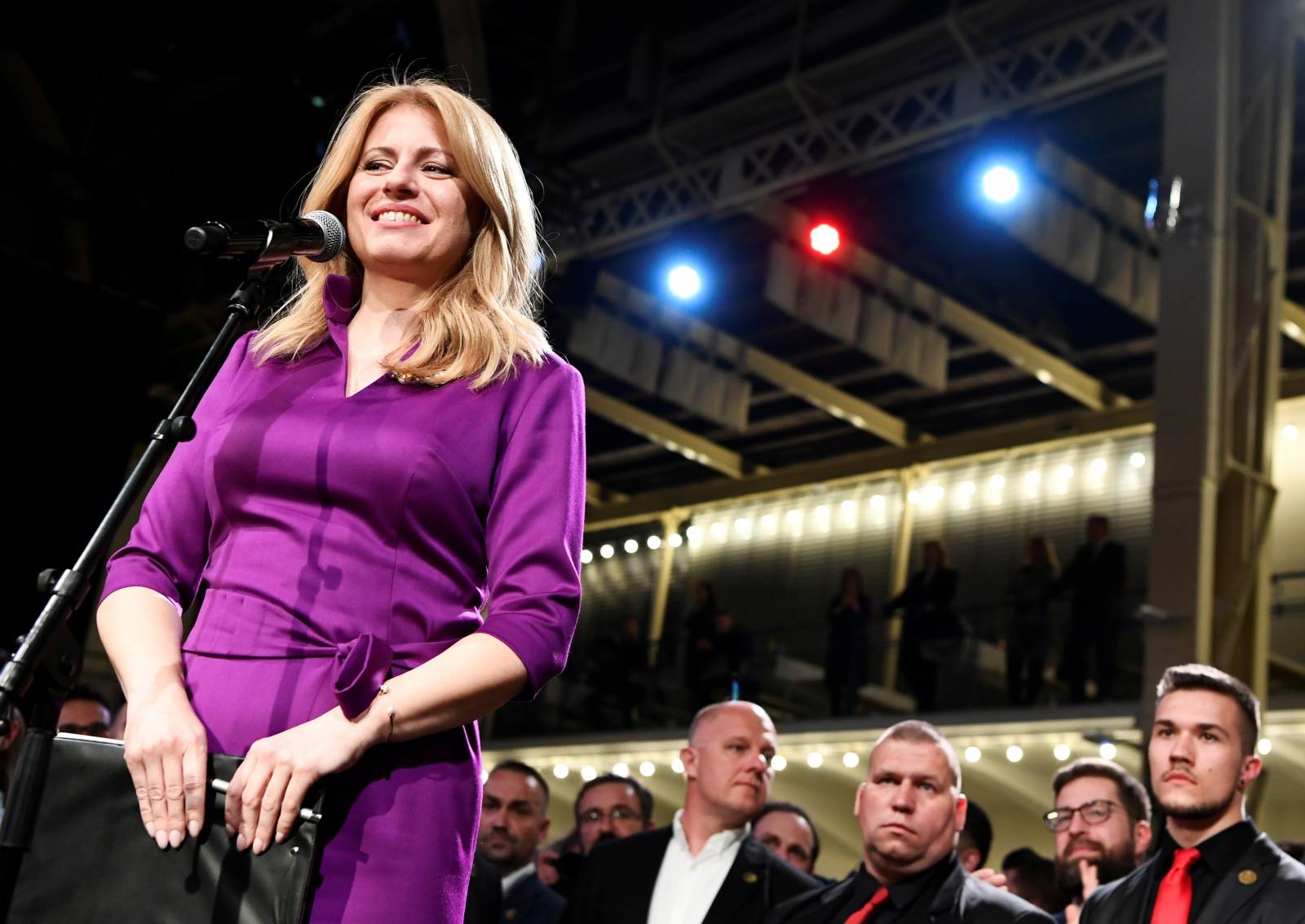 Slovakia's presidential candidate Zuzana Caputova speaks after winning the presidential election, at her party's headquarters in Bratislava