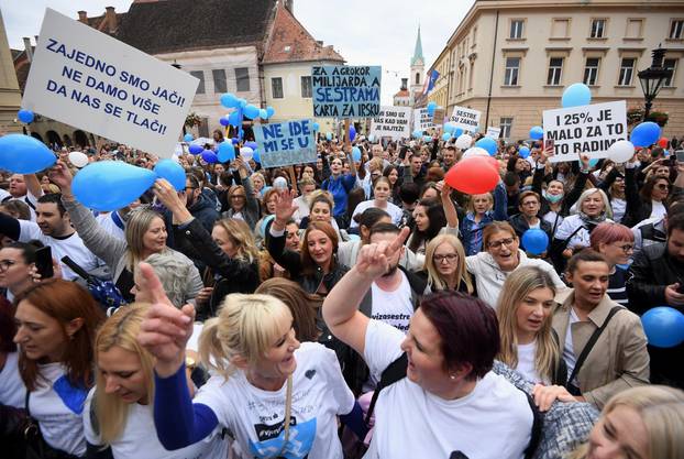 Zagreb: Nekoliko tisuÄa medicinskih sestara krenulo prema Trgu svetog Marka