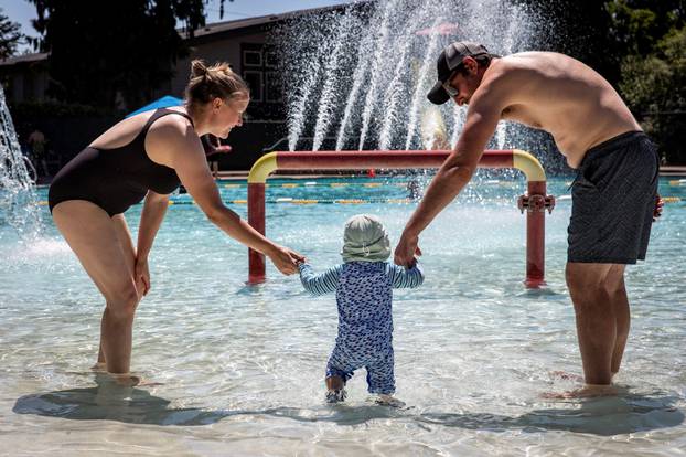 Families flocked to public pools during hot weather in Portland