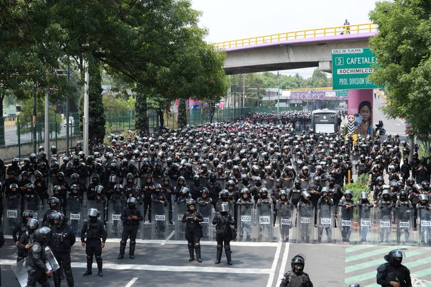 Protest march ahead of the opening match of the 2026 FIFA World Cup, in Mexico City