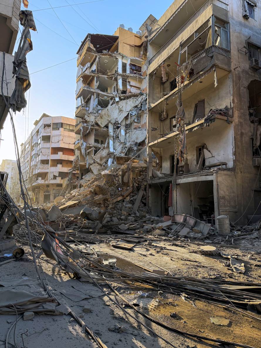 A view of a damaged building after an Israeli strike, following renewed hostilities between Hezbollah and Israel amid the U.S.-Israeli conflict with Iran
