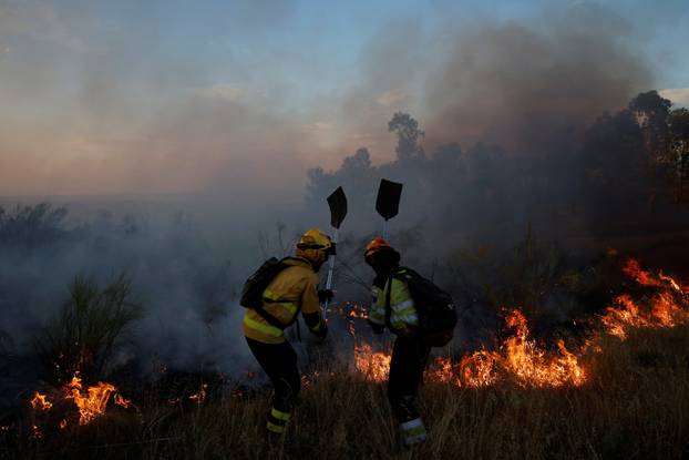 A wildfire burns on the outskirts of Valmojado