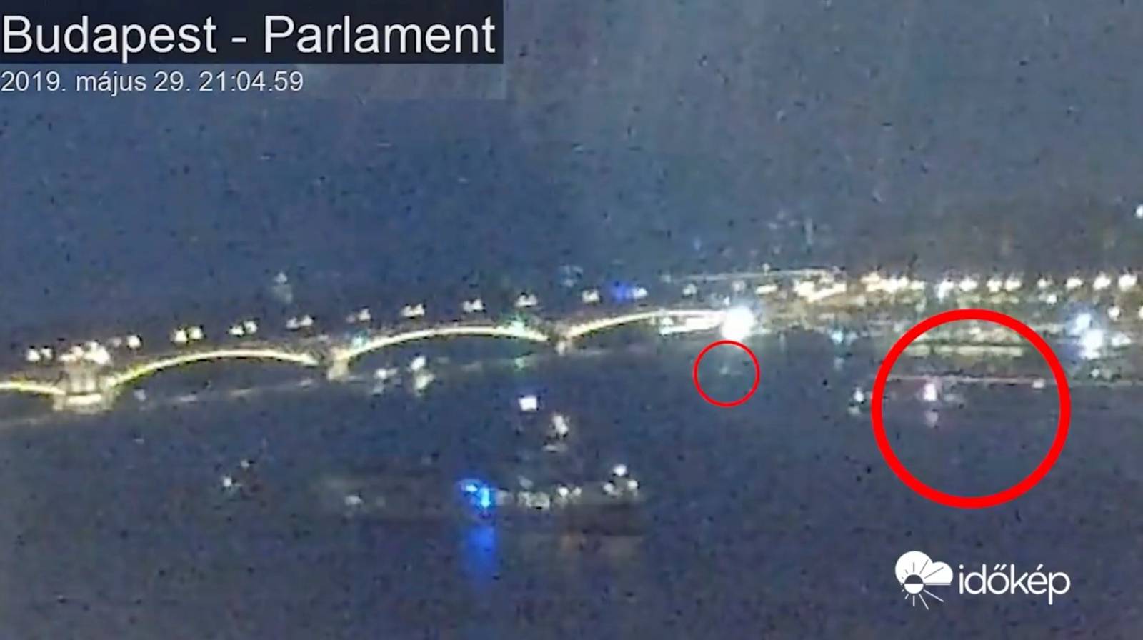 A still from surveillance footage shows the moment believed to be the incident that led to sinking of the tourist boat, in Budapest