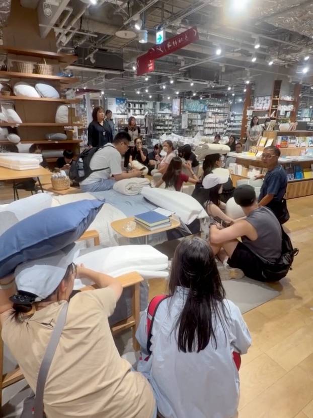 People seek safety after a magnitude 7.1 earthquake struck Japan's southern Kumamoto Prefecture