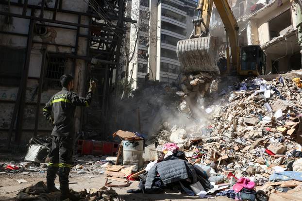 Aftermath of an Israeli strike carried out on Wednesday, in Ain Al Mraiseh in Beirut