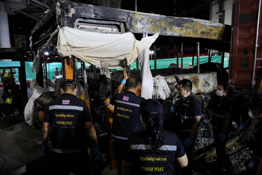 The scene of a multi-vehicle collision, in Bangkok