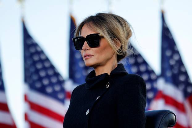 First lady Trump listens at Joint Base Andrews, Maryland