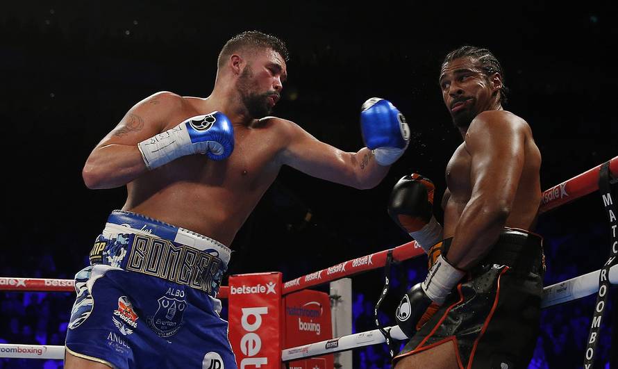 David Haye in action with Tony Bellew