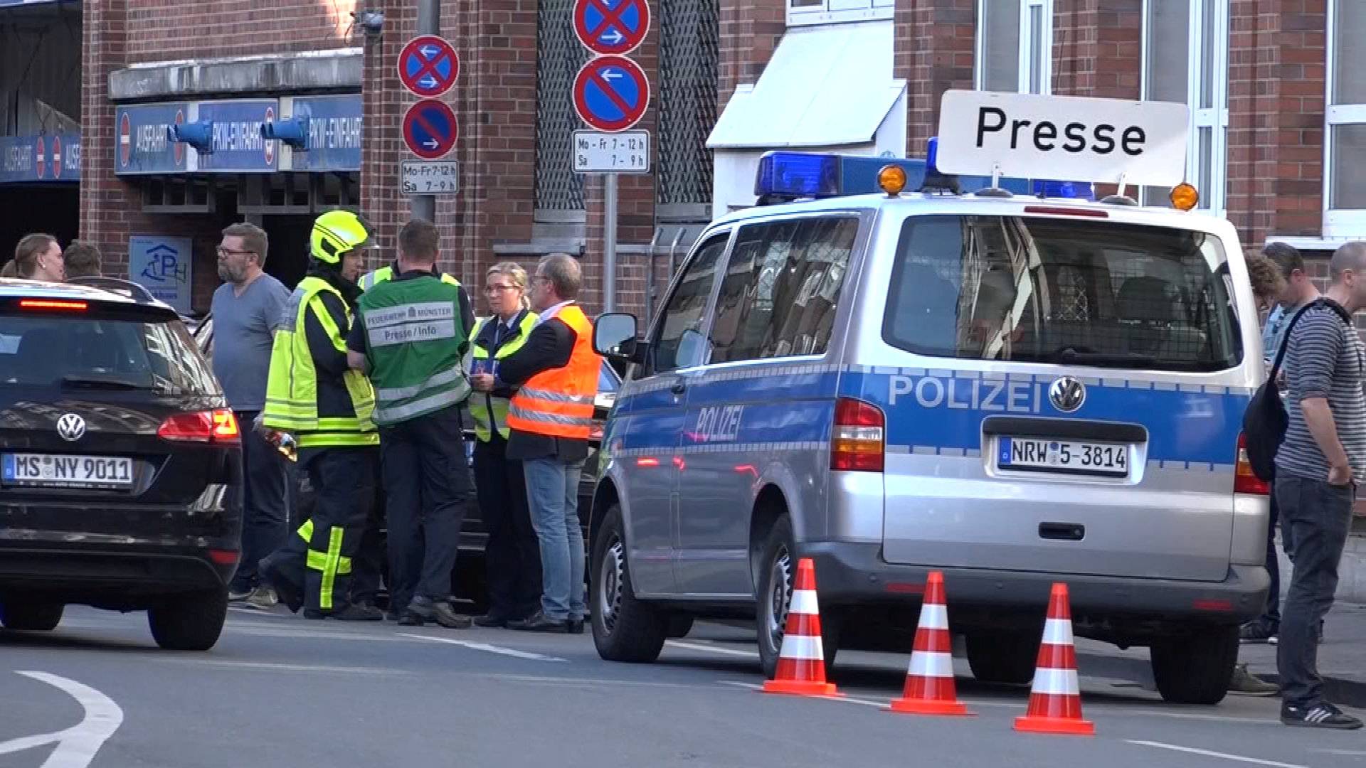 Police block a street in Muenster where a vehicle drove into a group of people killing several and injured many