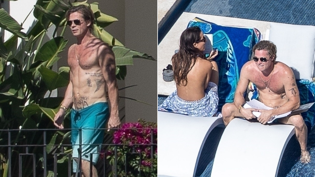 FOTO Isklesani Brad Pitt (59) i 30 godina mlađa djevojka Ines uživaju na bazenu u Meksiku