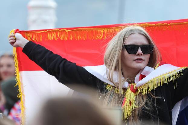 Zagreb: Hrvatska rukometna reprezentacija stigla na svečani doček na Trgu bana Josipa Jelačića