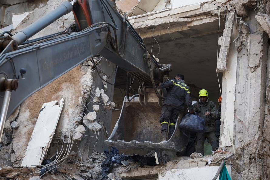 Aftermath of an Israeli strike carried out on Wednesday, in Tallet El Khayat in Beirut