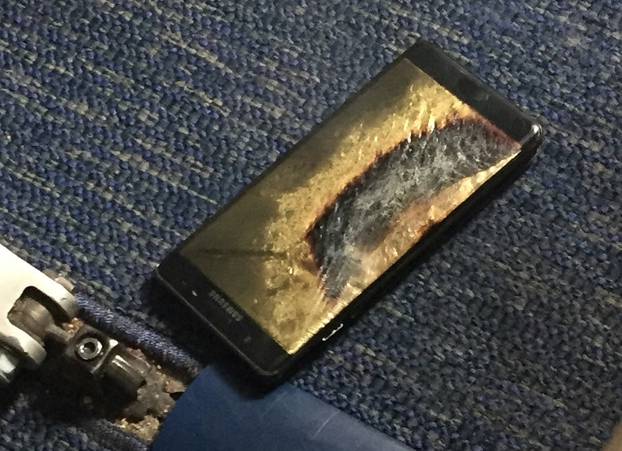 The burned Samsung Note 7 smartphone belonging to Brian Green is pictured in this handout photo