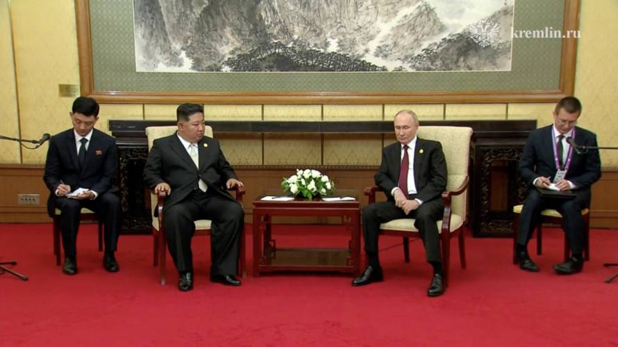 Russian President Vladimir Putin meets with North Korean leader Kim Jong Un in Beijing