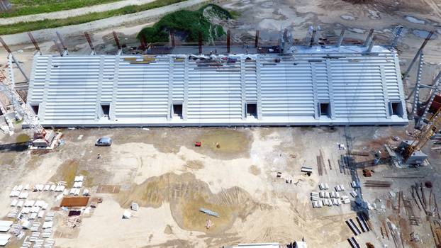 Pogled iz zraka na gradilište novog stadiona NK Osijek na Pampasu