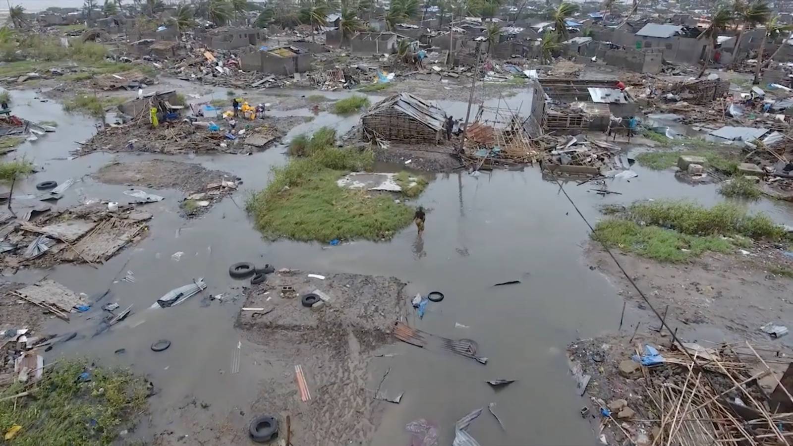 General view of damage after cyclone swept through Beira