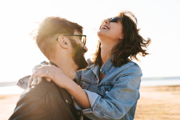 Beautiful young lovely couple spending time amazing time