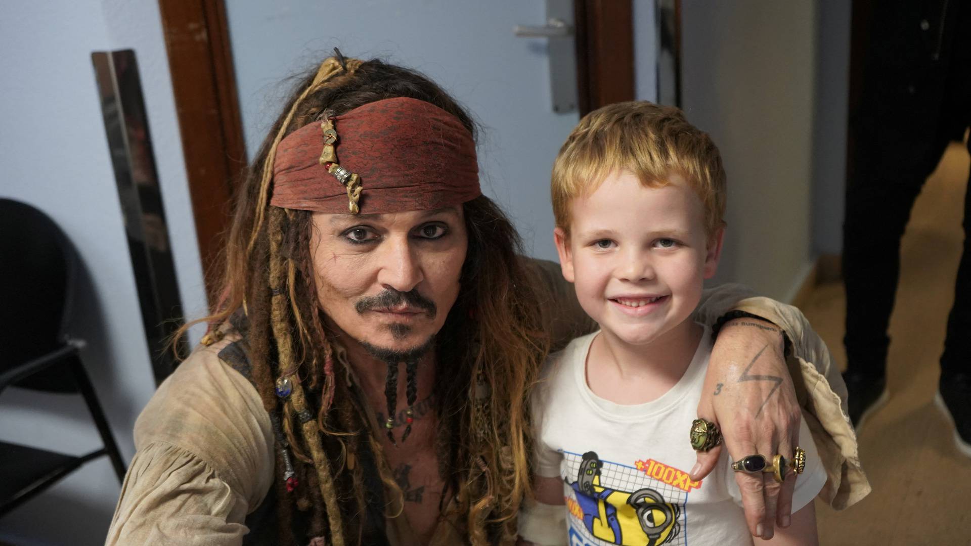 Johnny Depp surprises children in hospital dressed as his character Jack Sparrow in San Sebastian