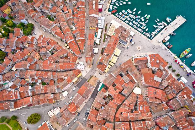 Rovinj,Rooftops,And,Harbor,Aerial,View,,Istria,Region,Of,Croatia