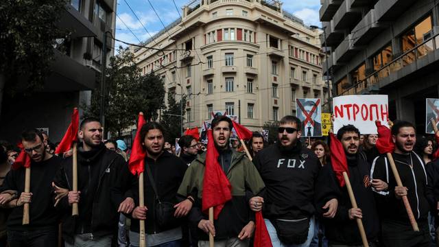 Greece's largest labour unions protest over deadly train crash