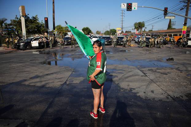 Protest following multiple detentions by Immigration and Customs Enforcement (ICE), in Paramount
