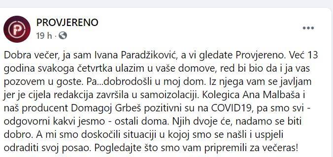 Ekipa 'Provjerenog' završila je u samoizolaciji, dvoje ih pozitivno na Covid: 'Ubili smo se od posla'