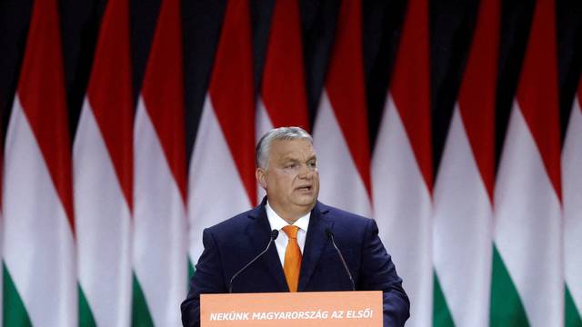 FILE PHOTO: Hungarian Prime Minister Viktor Orban delivers a speech during the Fidesz party congress in Budapest