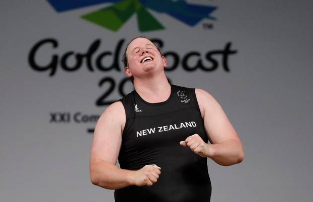 FILE PHOTO: Laurel Hubbard of New Zealand reacts at Gold Coast 2018 Commonwealth Games