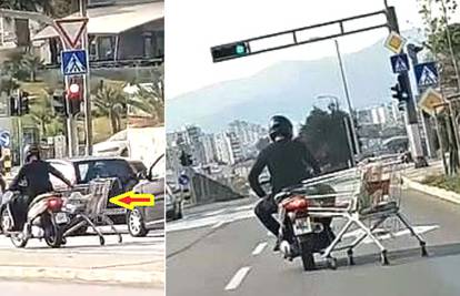 VIDEO Ovoga nema nigdje u svijetu, samo u Splitu: Vozi skuter i vuče šoping kolica!