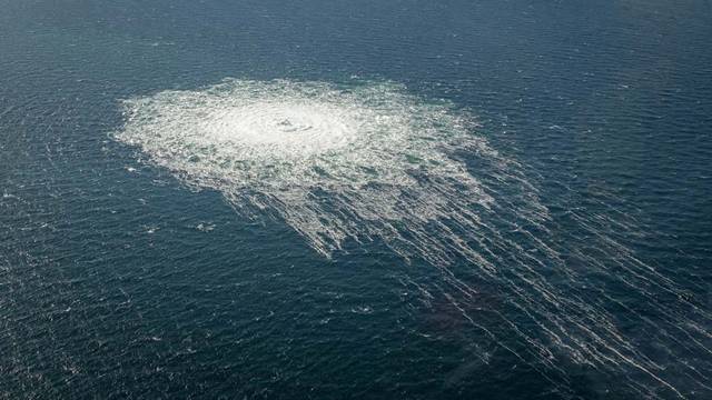 Gas bubbles from the Nord Stream 2 leak reaching surface of the Baltic sea in the area shows disturbance of well over one kilometre  diameter near Bornholm