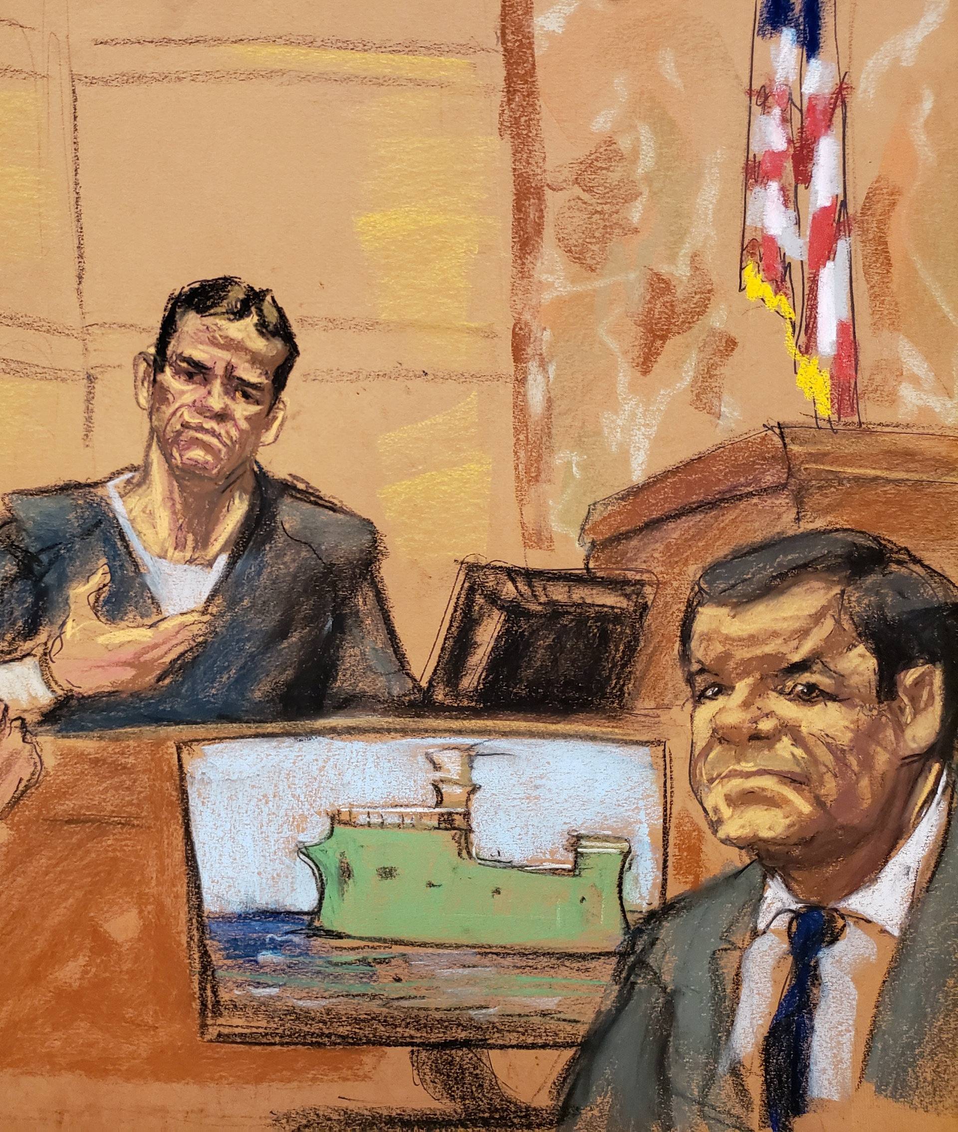 Assistant U.S. Attorney Amanda Liskamm questions Vicente Zambada Niebla at the trial of accused Mexican drug lord Joaquin "El Chapo" Guzman in New York