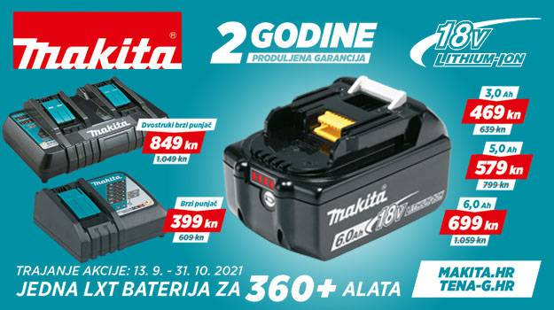 Velika promocija Makita LXT 18v baterija i punjača: Jedna baterija za više od 360 alata