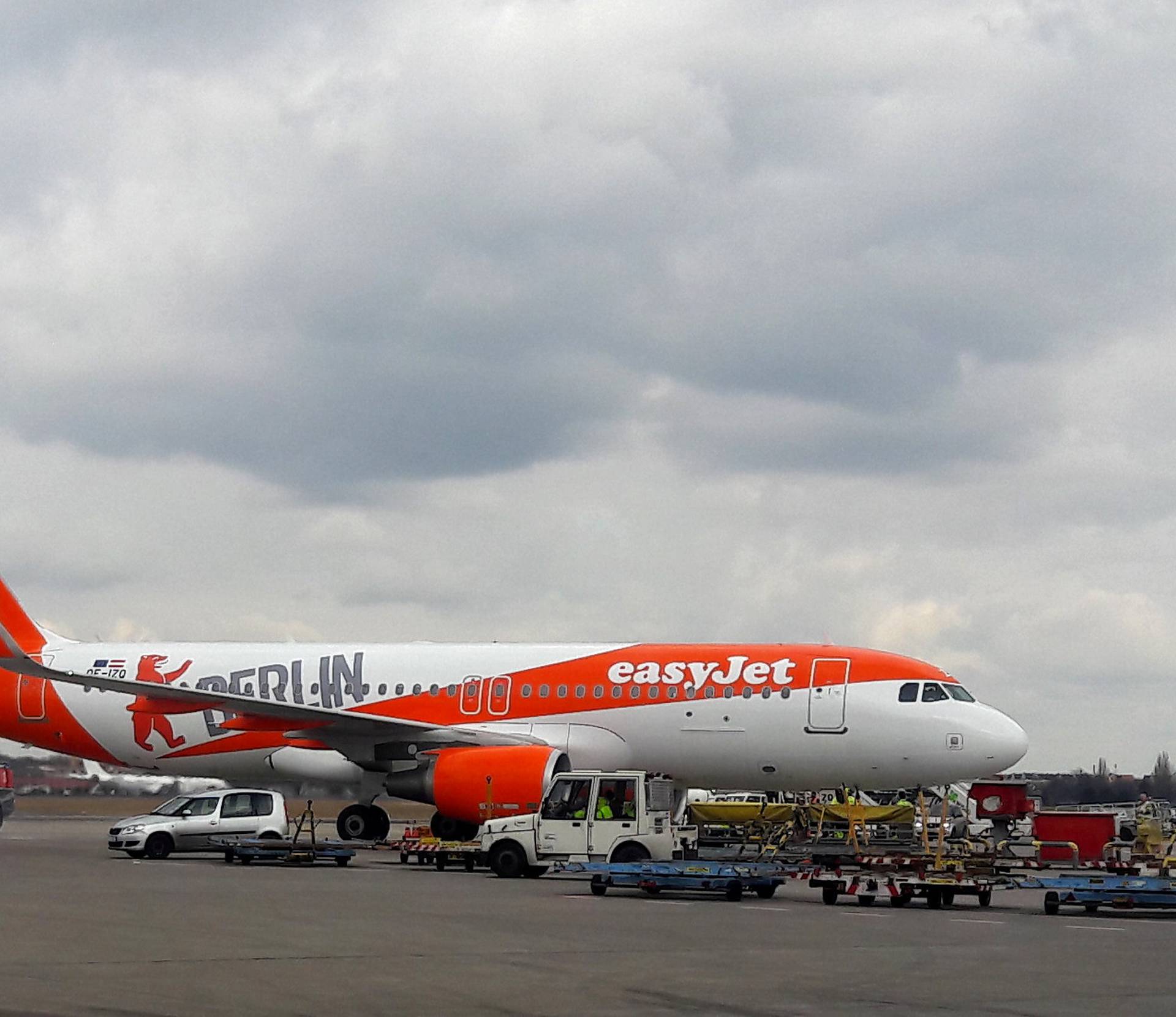 An easyJet plane at Tegel airport in Berlin