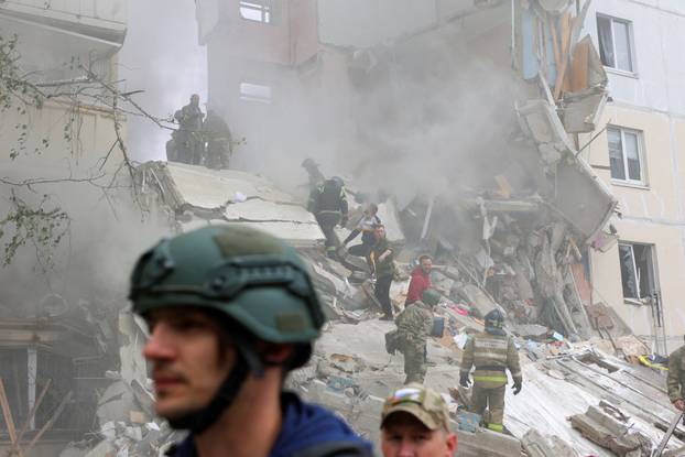 Aftermath of apartment block collapse in Belgorod