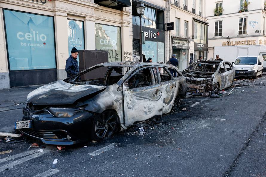Aftermath of clashes during a national day of protests against the cost of living and rising fuel prices, in Paris