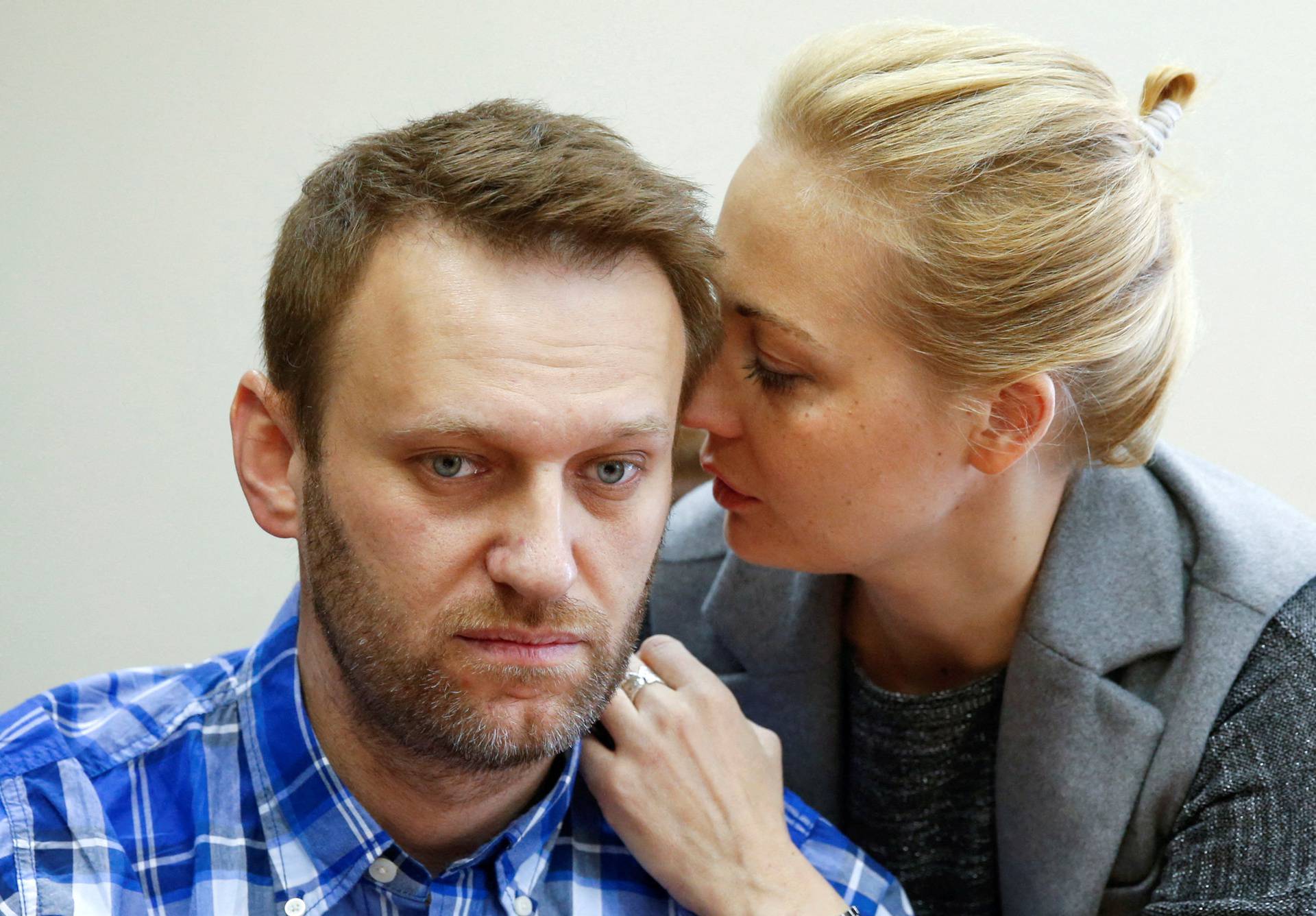 FILE PHOTO: Russian opposition leader Navalny and his wife Yulia attend hearing at Lublinsky district court in Moscow