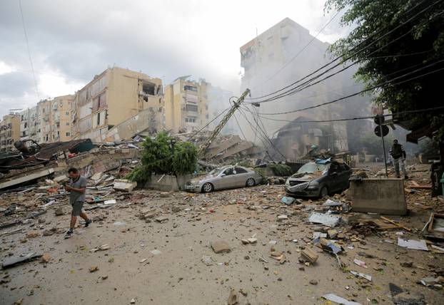 Aftermath of Israeli strikes on Beirut's southern suburbs